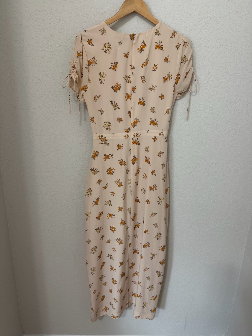 Madewell Silk Floral Wrap Midi Dress Size 2 Cream Short - Picture 3 of 11
